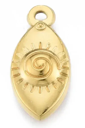 Pendentif ovale œil - Doré à l'or fin - 21 x 10 mm Offre Limitée