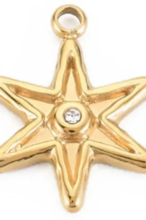 Prix Choc Pendentif étoile avec strass - doré à l'or fin 14K - 15 x 11 mm