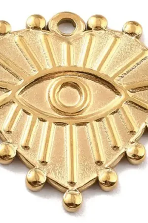 Pendentif cœur oeil - Doré à l'or fin 24K - 19 x 20 mm Expédié Aujourd'hui