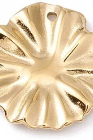 Pendentif feuille de lotus - Doré à l'or fin 24K - 13 x 12 mm Achetez Aujourd'hui