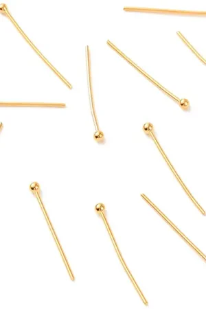 Acheter En Ligne Lot de 50 clous à tête boule - Doré à l'or fin 18K - 21 mm
