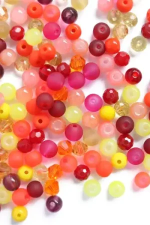 Solde 20 g de perles rondes en verre 4 mm - tons orangés