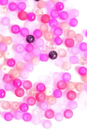 20 g de perles rondes en verre 4 mm - tons roses Vente Flash