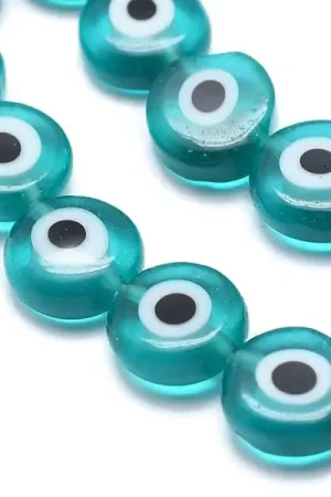 Must-Have Lot de 20 petites perles en verre - œil turc turquoise - 6 x 3 mm