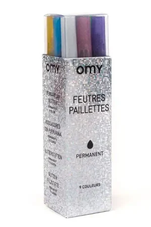 Boîte de 9 feutres pailletés permanents Solde
