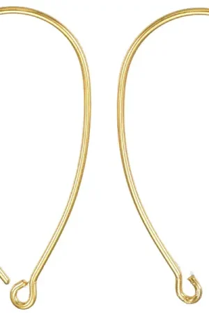 Achetez Aujourd'hui Paire de boucles d'oreilles crochet arrondi - Doré a l'or fin 18K - 34 x 18 mm