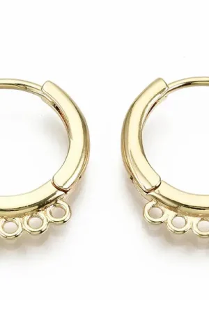 Authentique Paire de boucles d'oreilles créoles huggies 7 anneaux - Doré a l'or fin 18K - 17 x 16 mm