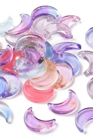 Soldes 20 perles lunes en verre - Couleurs variées - 16 x 11 mm