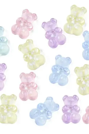Commande En Gros 20 perles nounours/ourson acryliques - couleurs variées - 18 x 12 mm