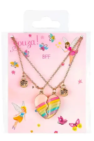 Vente Flash Set de 2 colliers Best Friends Forever coeur arc-en-ciel