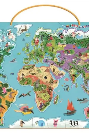 Carte du monde magnétique en puzzle - Je découvre le monde avec Loup Solde