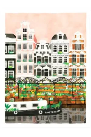 Commander Vite Affiche aquarelle - Amsterdam - 18 x 24 cm -ATWS