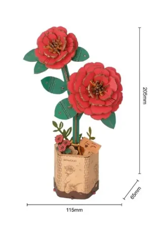Haute Qualité Maquette fleur miniature - Camélia rouge (Red Camellia) - Rowood