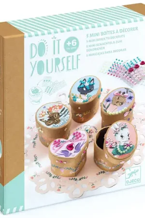 Coffret DIY 5 Mini boîtes adorables à décorer - 6 ans - Djeco Jusqu'à Épuisement Des Stocks