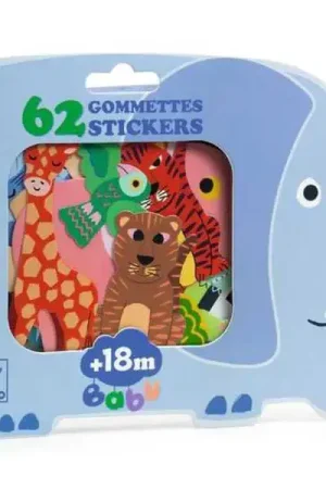 62 Gommettes Stickers Bébé - Animaux de la savane - Djeco Promotion Saisonnière