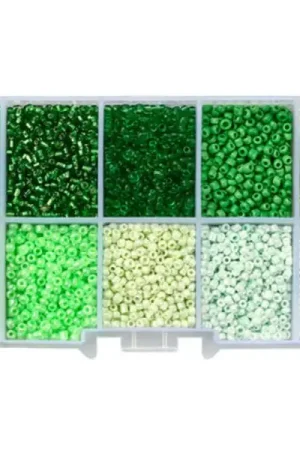 Boite de perles de rocailles - 10 Nuances Vertes- 2,5mm - 8500 pcs Petit Prix