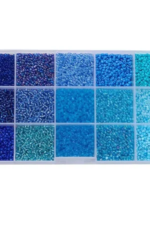 Boite de perles de rocailles - 15 Nuances Bleues - 2,5mm Produit De Marque