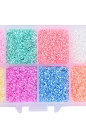 Usine Directe Boite de perles 8 couleurs acidulées transparentes