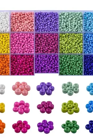 Satisfait Ou Remboursé Kit Boite de perles 15 couleurs opaques + 2 bobines fils + pince