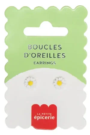Boucles d'oreilles en porcelaine - Pâquerette Jusqu'à Épuisement Des Stocks