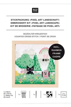 KIT DE BRODERIE POINT DE CROIX PIXEL ART PAYSAGE - RICO DESIGN Prix Choc