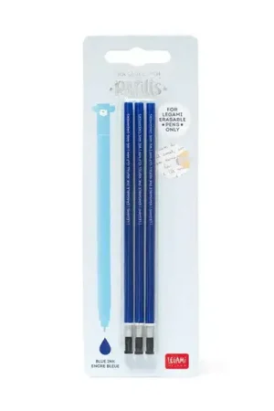 Prix Réduit 3 Recharges pour Stylo à encre effaçable - Bleu - Legami