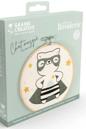 Kit broderie partielle - Chat masqué (Débutant) Solde