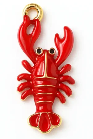 Vente Flash Breloque émaillée homard rouge et doré