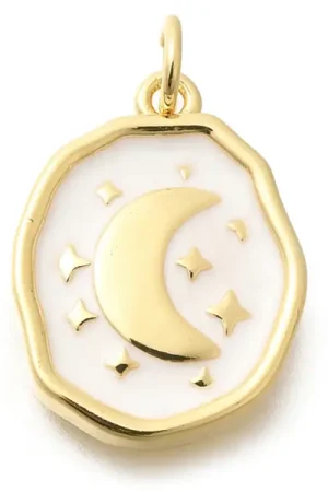 Populaire Breloque lune émaillée en laiton doré à l’or fin