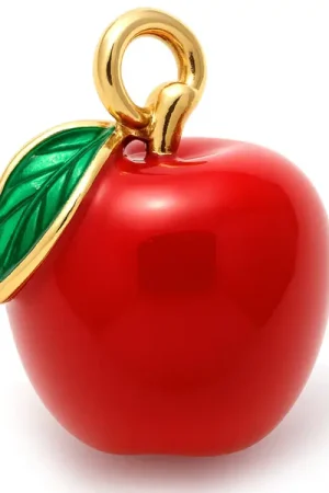 Breloque pomme émaillée en laiton doré à l’or fin Réduction