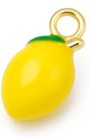Acheter En Ligne Breloque citron émaillée en laiton doré à l’or fin