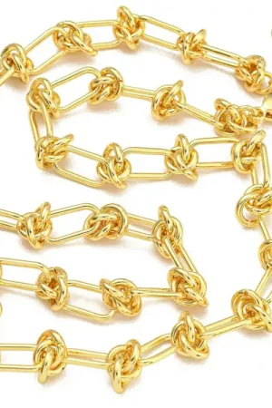 Collier chaîne à nœuds en laiton doré à l’or fin Marque