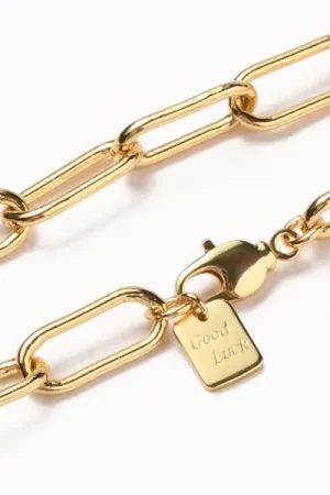 Collier chaîne à maillons rectangulaires en laiton doré à l’or fin Offre Spéciale