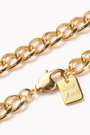 Collier chaîne cubaine en laiton doré à l’or fin Solde