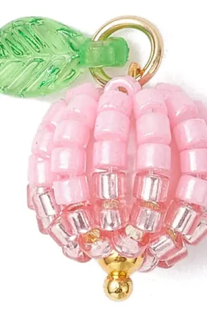 Commande En Gros Pendentif pomme rose en perles de rocaille nacrées