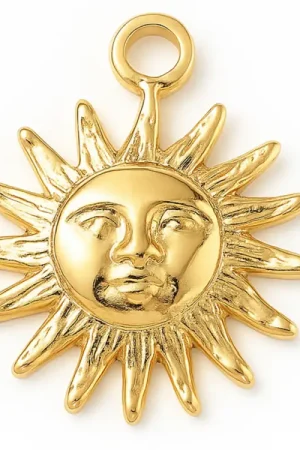 Meilleure Vente Breloque soleil texturé en acier inoxydable 304 doré