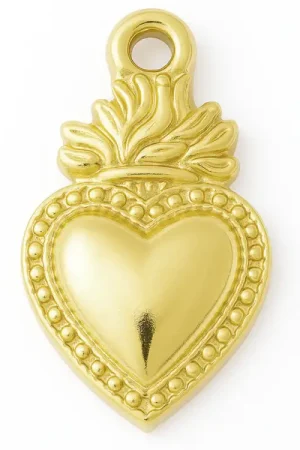 Breloque cœur sacré en acier inoxydable 304 plaqué or 14K Meilleur Choix