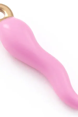Prix Choc Breloque corne italienne en émail rose sur acier inoxydable 304 plaqué or