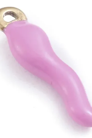 Commander Vite Breloque corne italienne en émail violet sur acier inoxydable 304 plaqué or