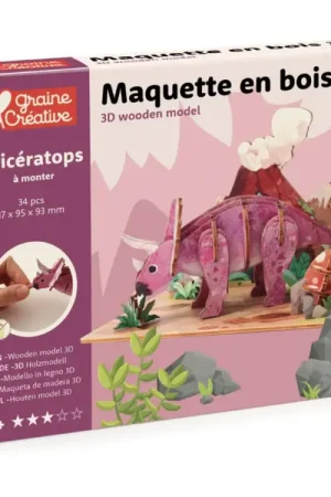 Vente Directe Maquette en bois 3D - Tricératops