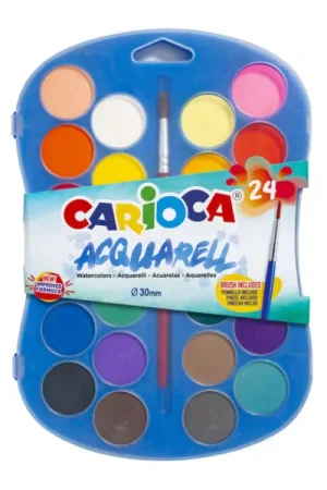 Prix Réduit Boîte de peinture Watercolors 24 godets avec pinceau Carioca