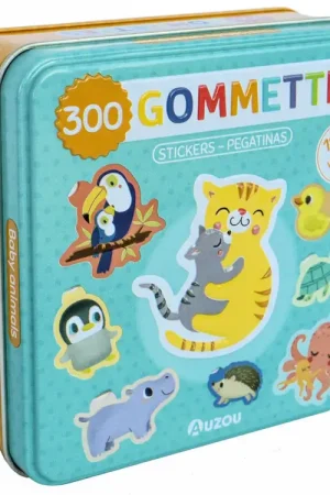 Boîte de gommettes métal – Les bébés animaux Pas Cher