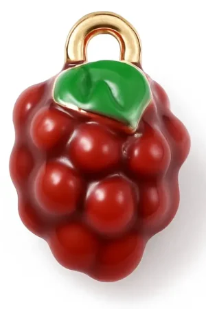 Breloque framboise émaillée en laiton plaqué or 18K Seulement Aujourd'hui