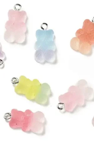 Lot de 10 Breloques Oursons candy en résine translucide multicolore Vente Flash