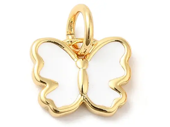 Breloque papillon dorée émaillée pour bijoux DIY Certifié