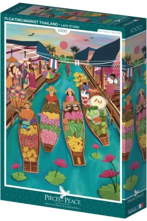 Livraison Express Puzzle Marché Flottant en Thaïlande 1000 pièces - Pieces & Peace