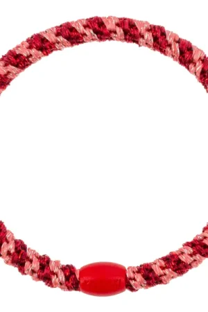 Élastique cheveux Slim Corail Bordeaux Rayé Pailleté - Kknekki Promotion