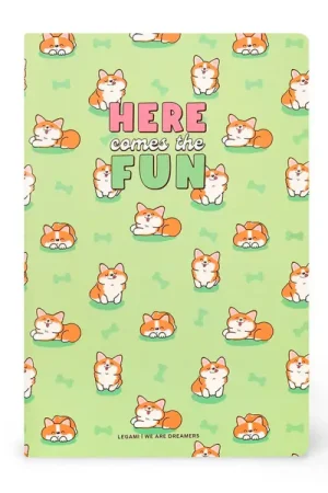 Soldes Cahier ligné Corgi "Here comes the fun" A5 - Legami