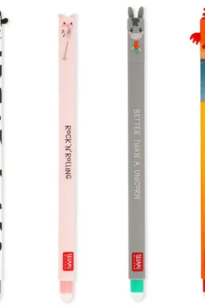 Remise Set de 4 Stylos à Encre Gel Effaçable Animaux de la Ferme - Farm Sweet Farm - Legami