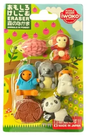 Set de gommes kawaii - Les animaux de la forêt - Iwako (Made in Japan) Satisfait Ou Remboursé